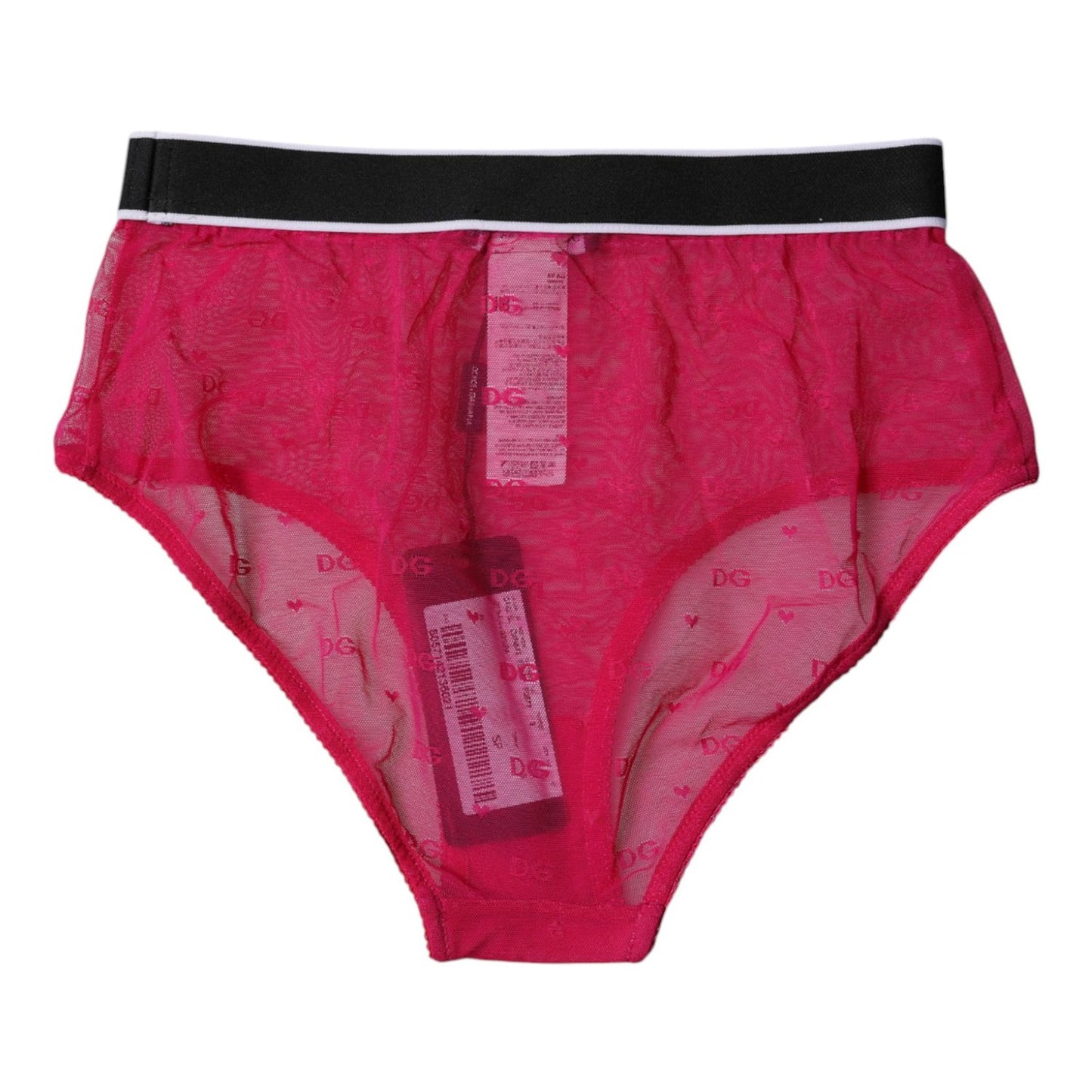 Dolce & Gabbana Fuchsia Tulle Nylon Mid Waist Panty Underwear