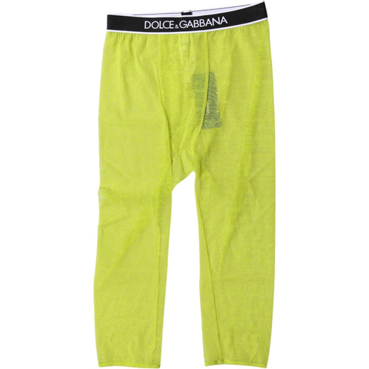 Dolce & Gabbana Green DG Logo Nylon Cropped Tights Underwear
