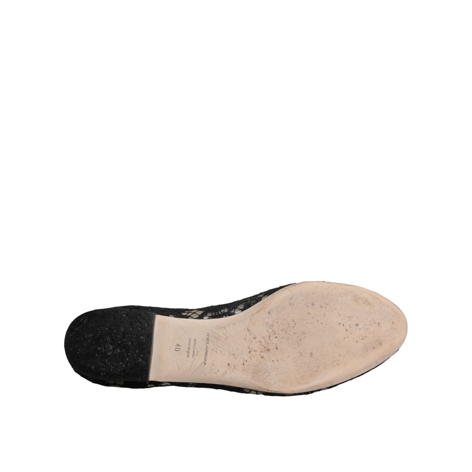 Dolce & Gabbana Black Taormina Lace Slip On Flats Shoes