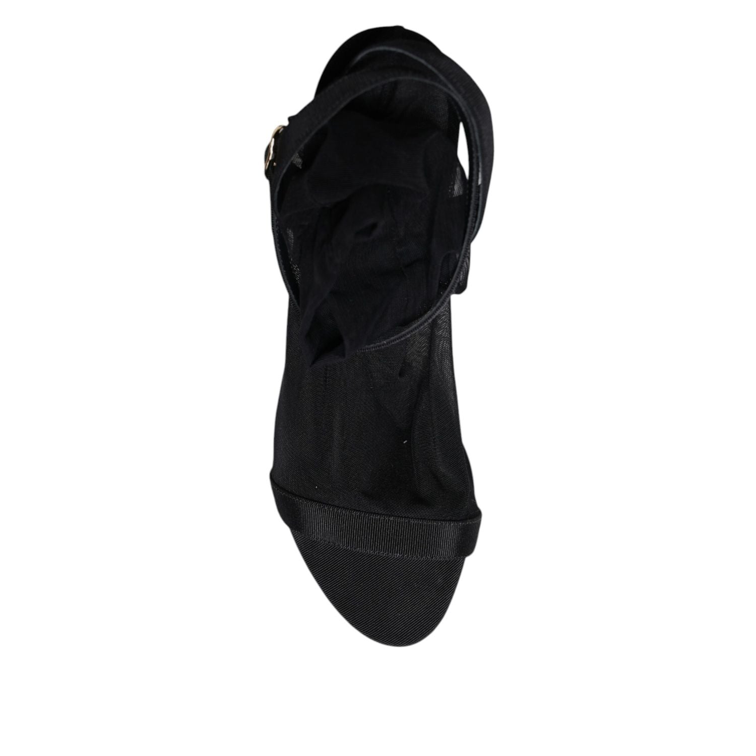 Dolce & Gabbana Black Tulle Stretch Heels Sandals Shoes