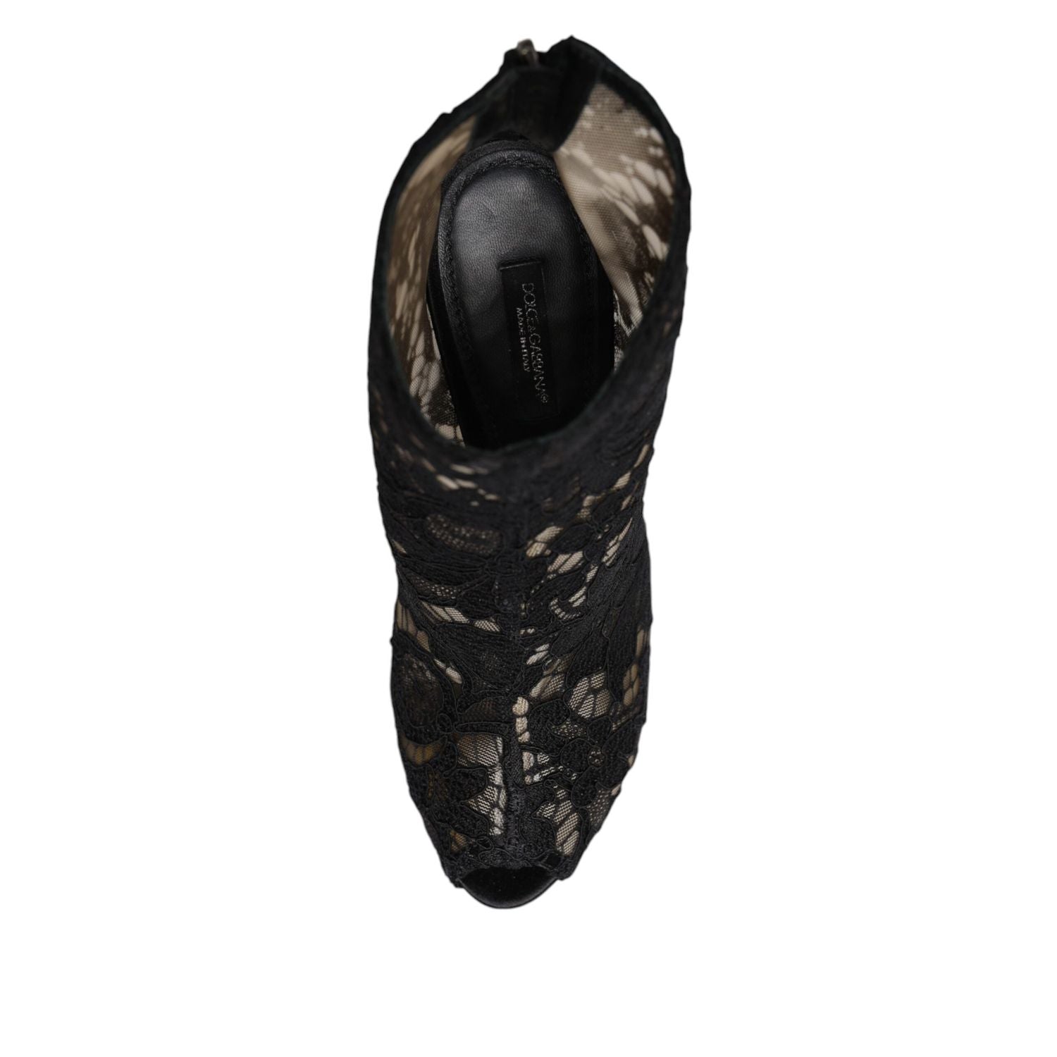 Dolce & Gabbana Black Floral Lace Heels Ankle Boots Shoes