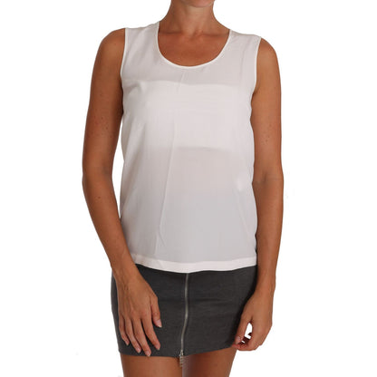 Dolce & Gabbana White Silk A-line Sleeveless Blouse T-Shirt Top