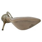 Elisabetta Franchi Beige Linen Ankle Strap High Heels Shoes LA8355-37.5