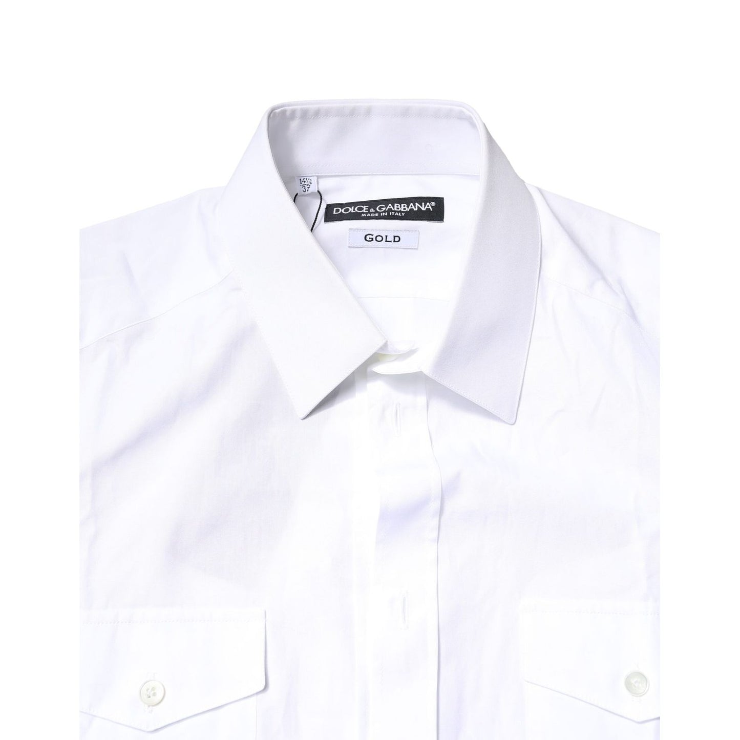 Dolce & Gabbana White GOLD Button Down Casual Men Polo Shirt