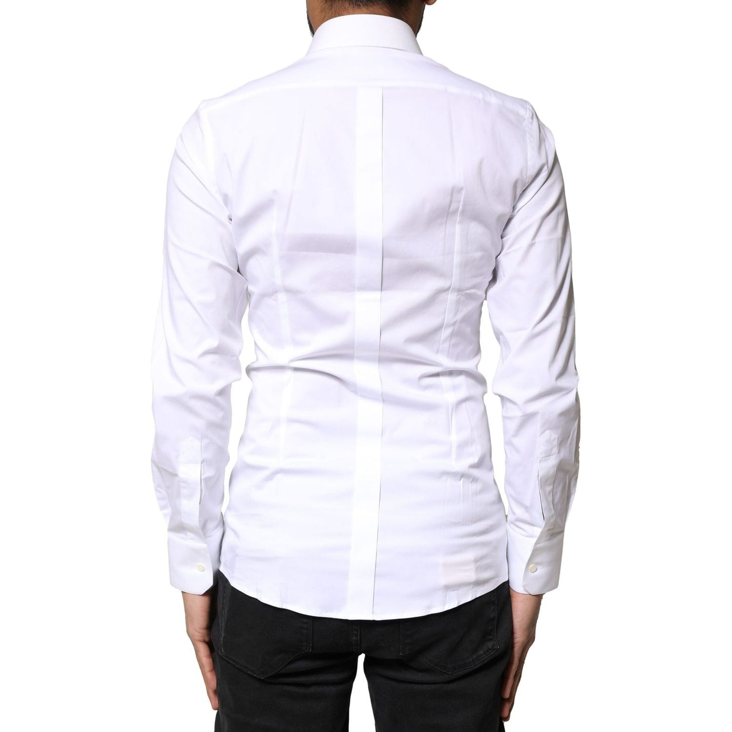 Dolce & Gabbana White GOLD Cotton Long Sleeves Dress Shirt