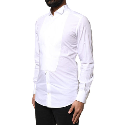 Dolce & Gabbana White GOLD CottonPoplin Bib Formal Dress Shirt