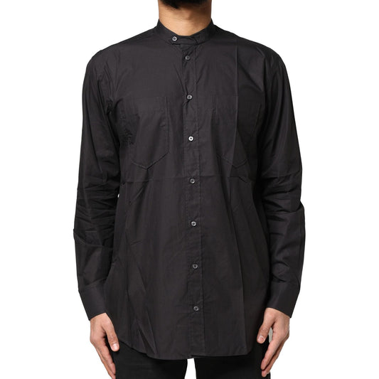 Dolce & Gabbana Black Cotton Button Down Men Casual Shirt