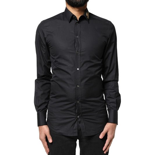 Dolce & Gabbana Black Love Embroidery GOLD Formal Dress Shirt