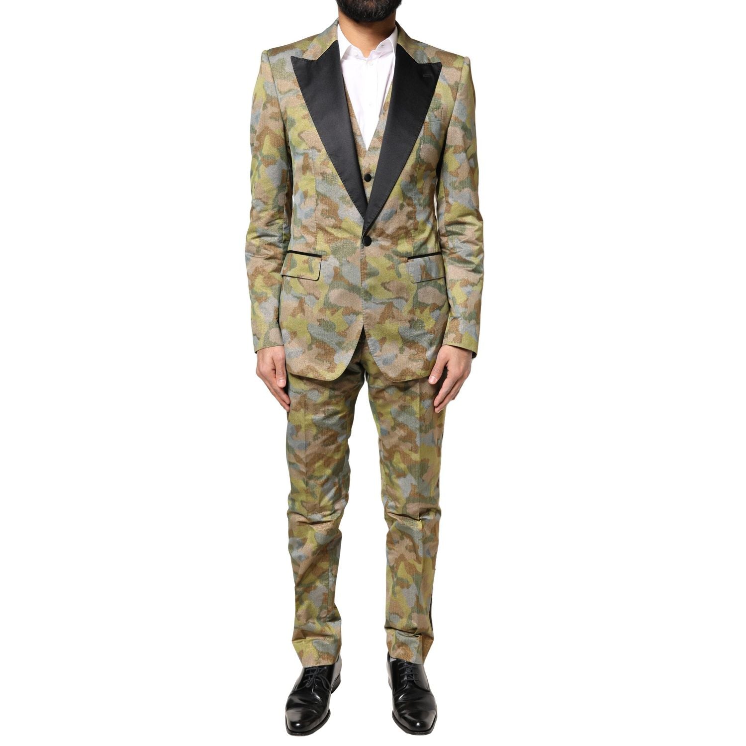 Dolce & Gabbana Multicolor Camouflage SICILIA 3 Piece Suit
