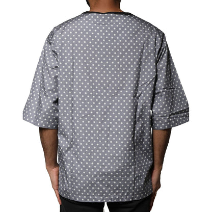 Dolce & Gabbana Gray Polka Dot Pin-Up Print Crew Neck T-shirt
