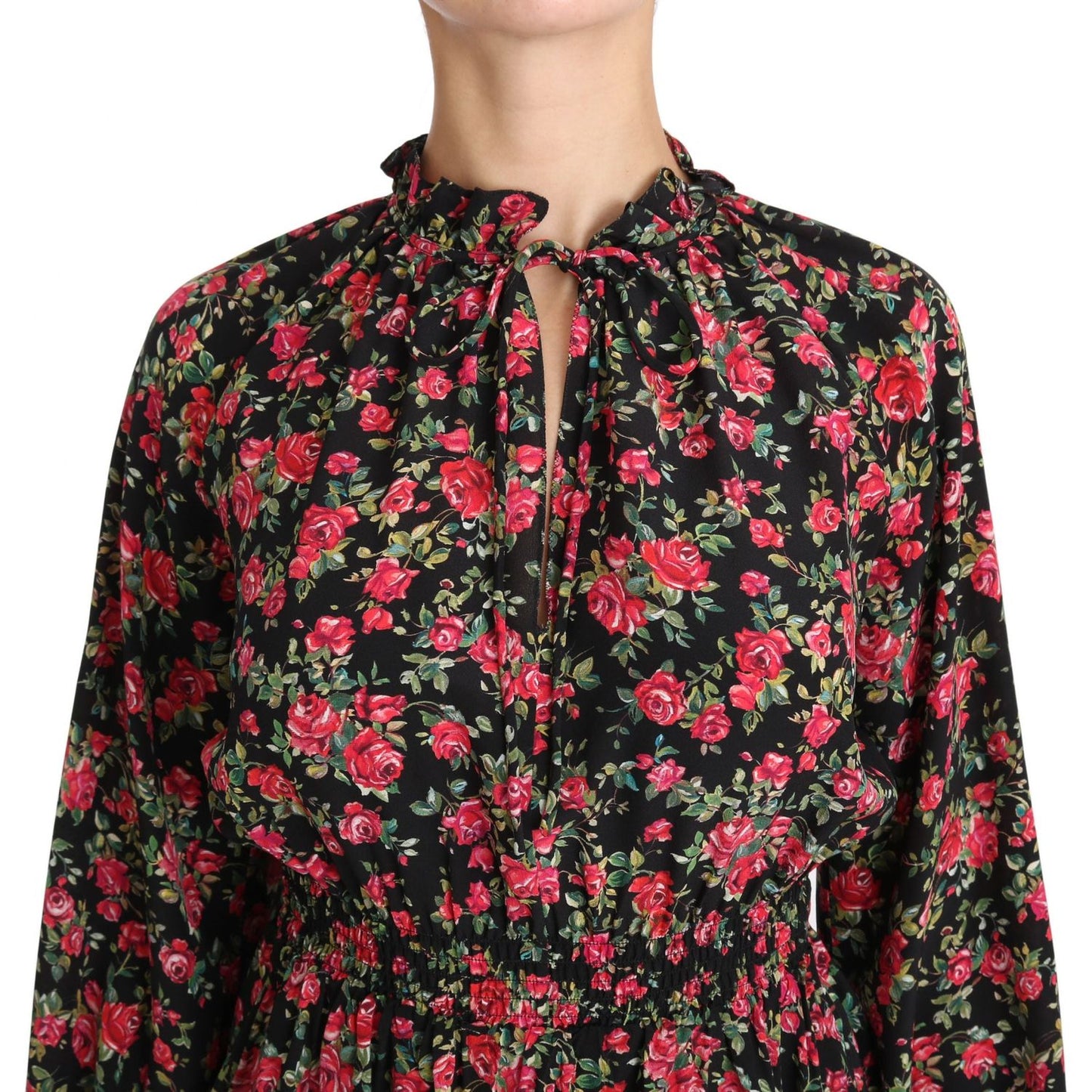 Dolce & Gabbana Black Rose Print Floral Shirt Top Blouse