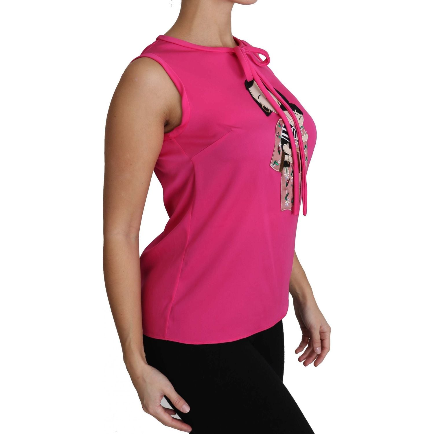 Dolce & Gabbana Pink Family Silk Tank  Mama Blouse Top Shirt
