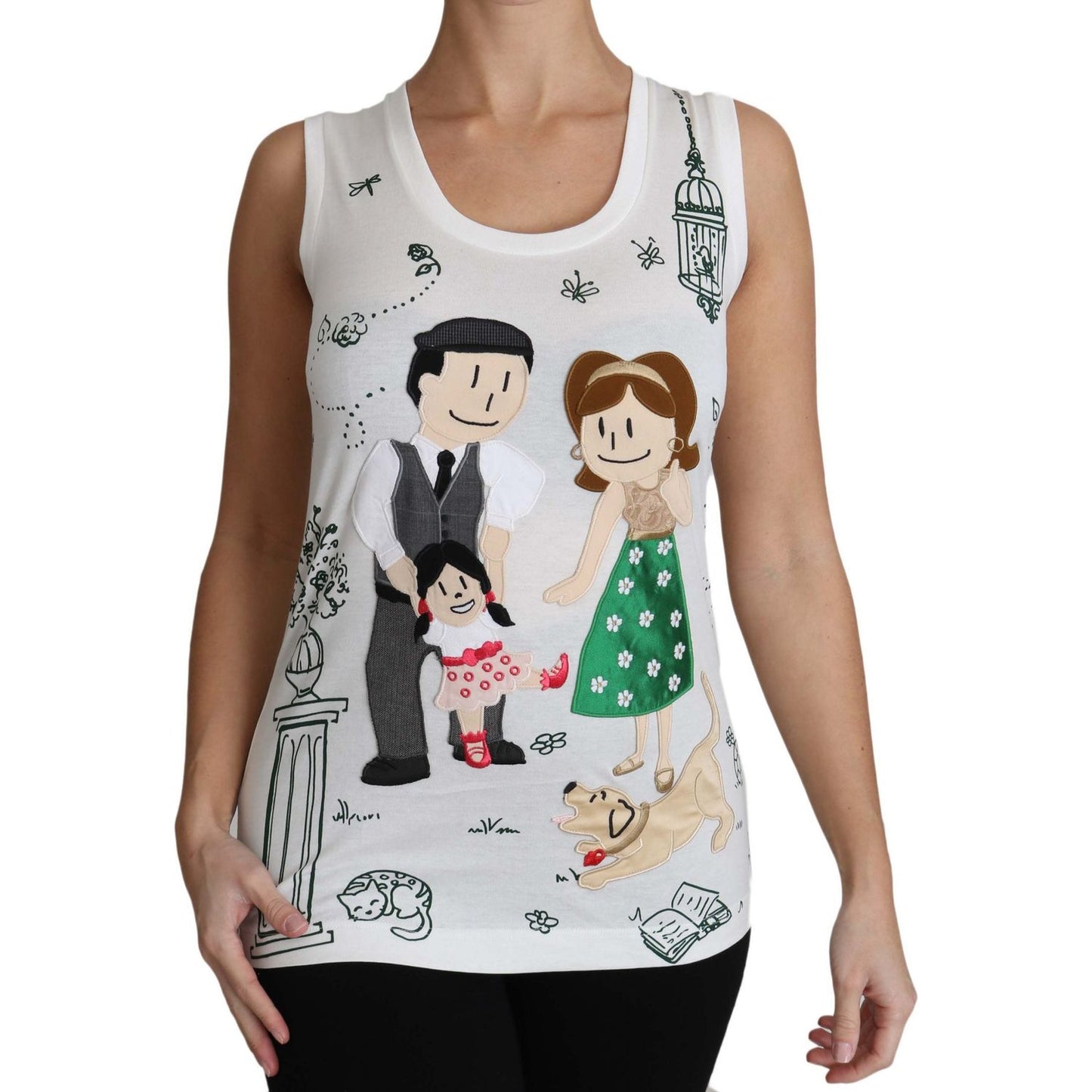 Dolce & Gabbana White Cotton #dgfamily Sleeveless Shirt Tank Top