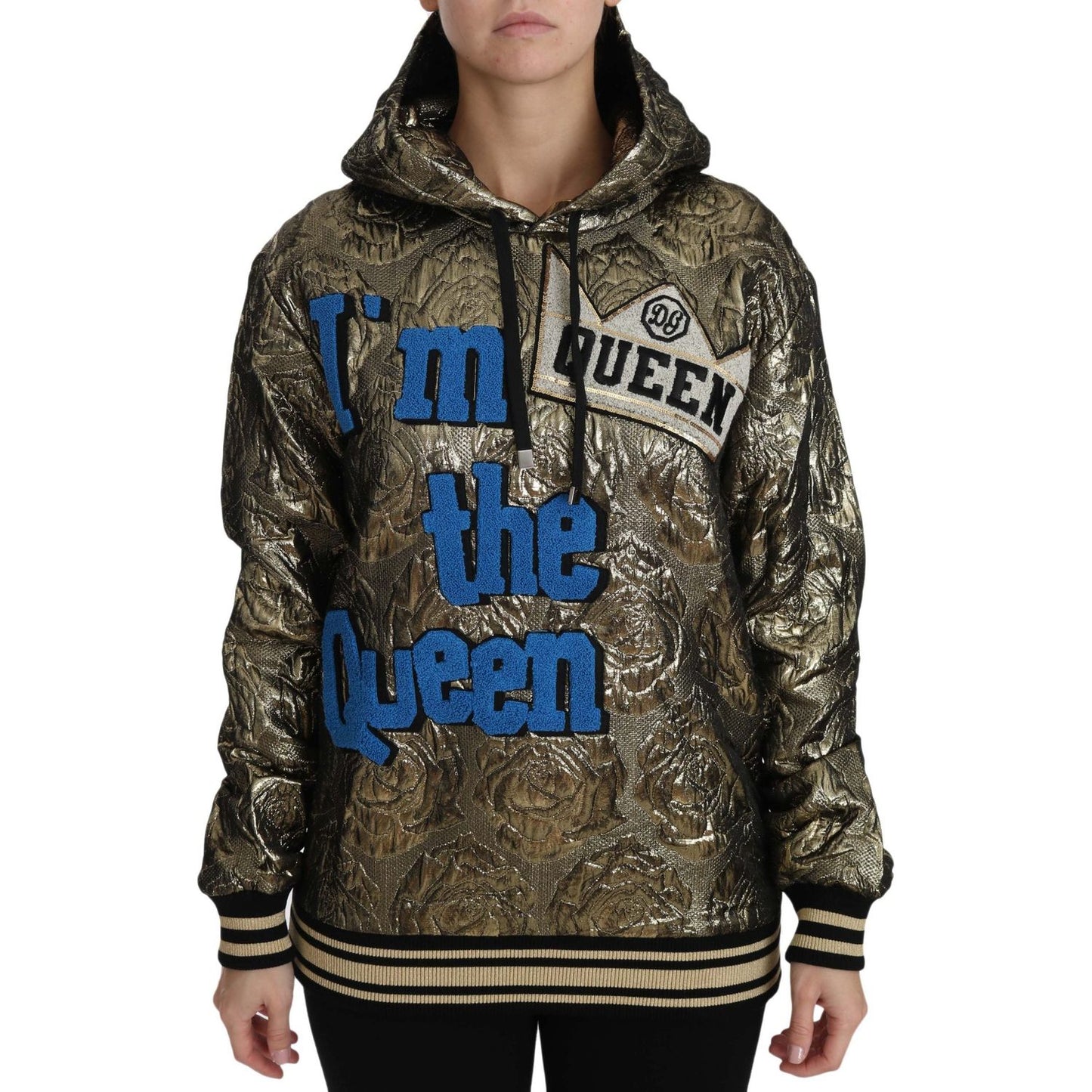Dolce & Gabbana Im The Queen Jaquard Gold Sweatshirt Hoodie