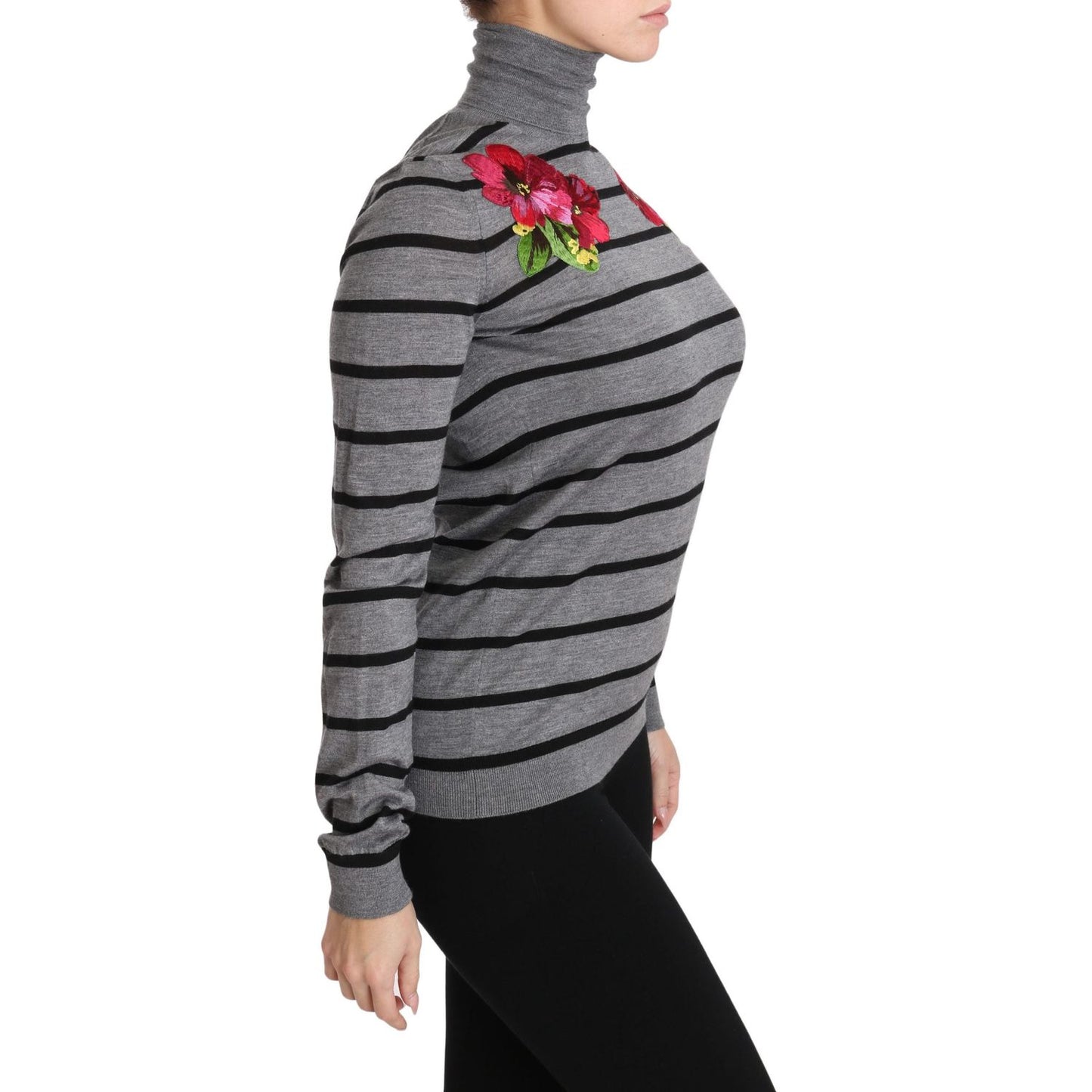 Dolce & Gabbana Gray Cashmere Silk Turtleneck Sweater