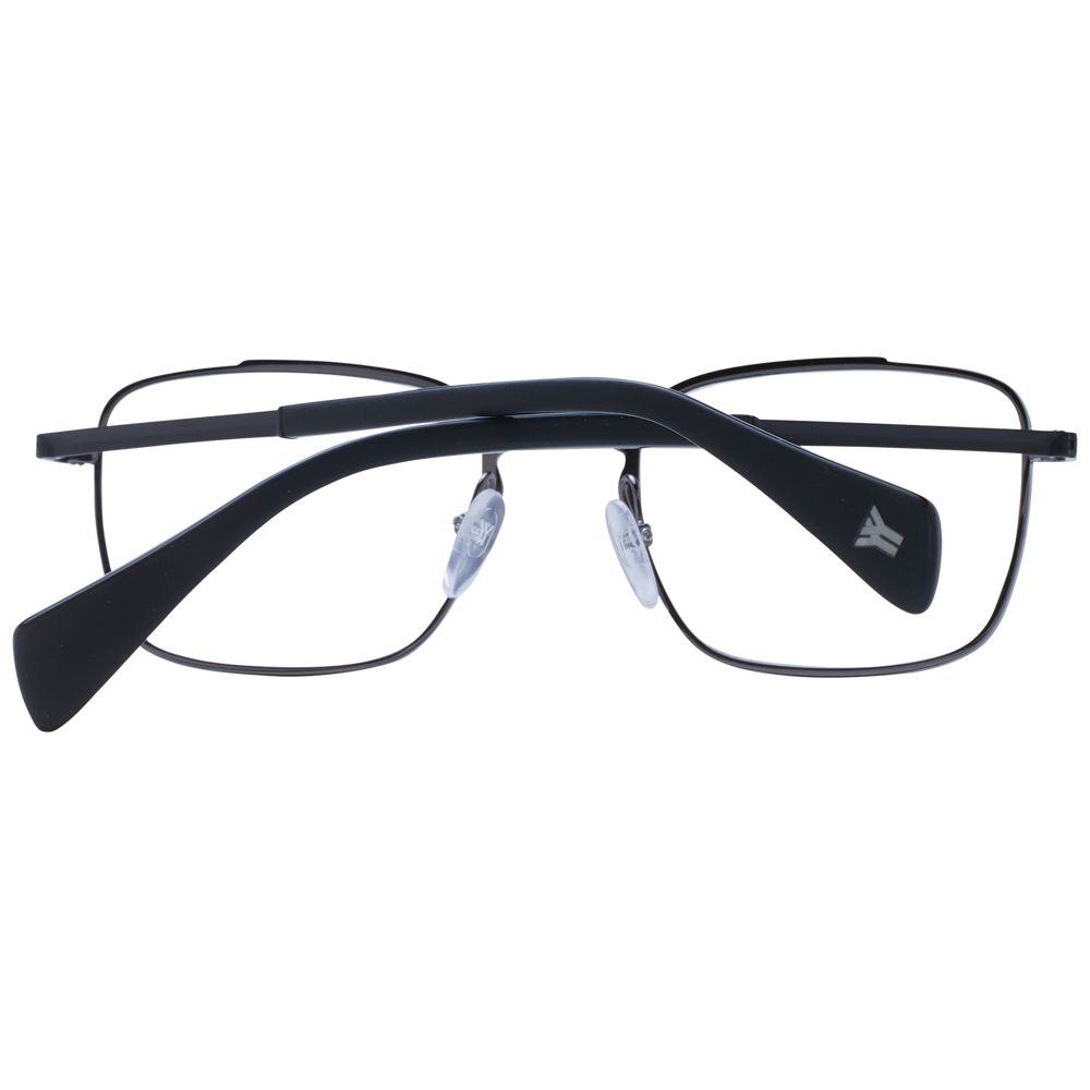 Yohji Yamamoto Black Men Glasses Frame, full-rim, rectangle metal frame with demo lenses, size 51-20-145, in branded soft case