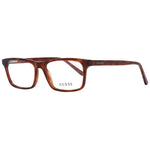 Guess Brown Unisex Glasses Frame, full-rim plastic rectangle style with demo lenses and branded case included.