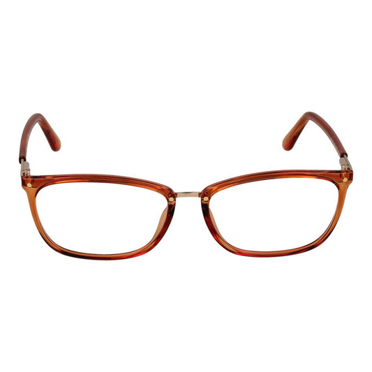 Guess Orange Women Glasses Frame with full-rim orange plastic frame, rectangle style, 54mm lens width, and 140mm temples length.