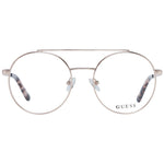 Guess Rose Gold Women Glasses Frame, metal full-rim aviator style with demo lenses, featuring spring hinge for comfort.