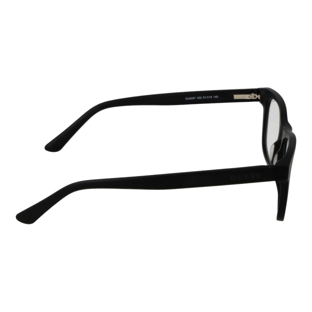 Side view of Guess Black Unisex Glasses Frame with acetate material and full-rim square lenses.
