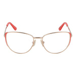 Guess Orange Women Glasses Frame, coral metal full-rim cat-eye style with spring hinge, size 50-16-140, includes branded case.