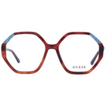 Guess Brown Women Glasses Frame, brown acetate square style with demo plastic lenses, full-rim design including branded case.