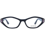 Guess Black Women Glasses Frame in black acetate with oval style and full-rim design, includes branded case, lens width 53mm.