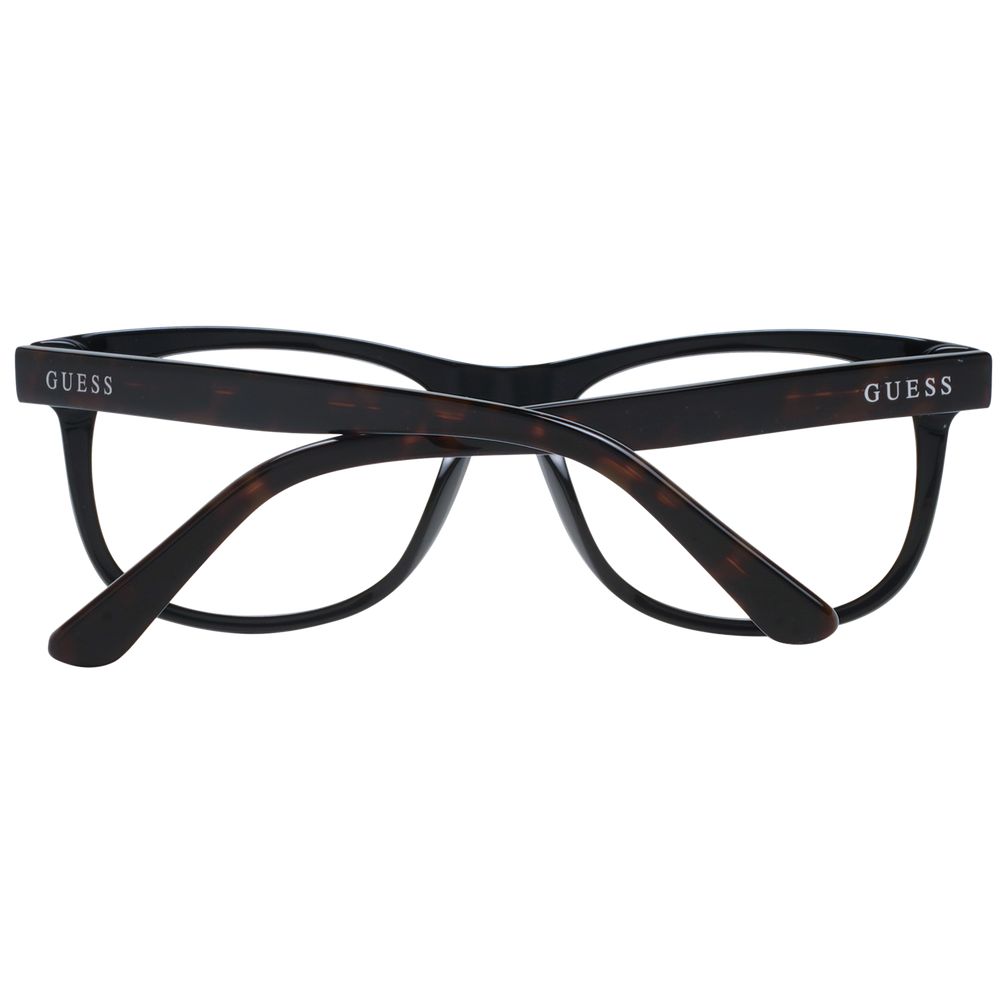 Guess Brown Unisex Glasses Frame, plastic full-rim with square style and demo lenses. Includes branded case.