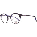Guess Black Women Glasses Frame, round full-rim style with metal and plastic material, includes branded case, size 51-21-135.