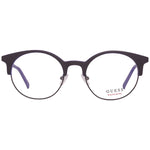 Guess Black Women Glasses Frame with round metal and plastic full-rim design, spring hinge, size 51-21-135, includes branded case.