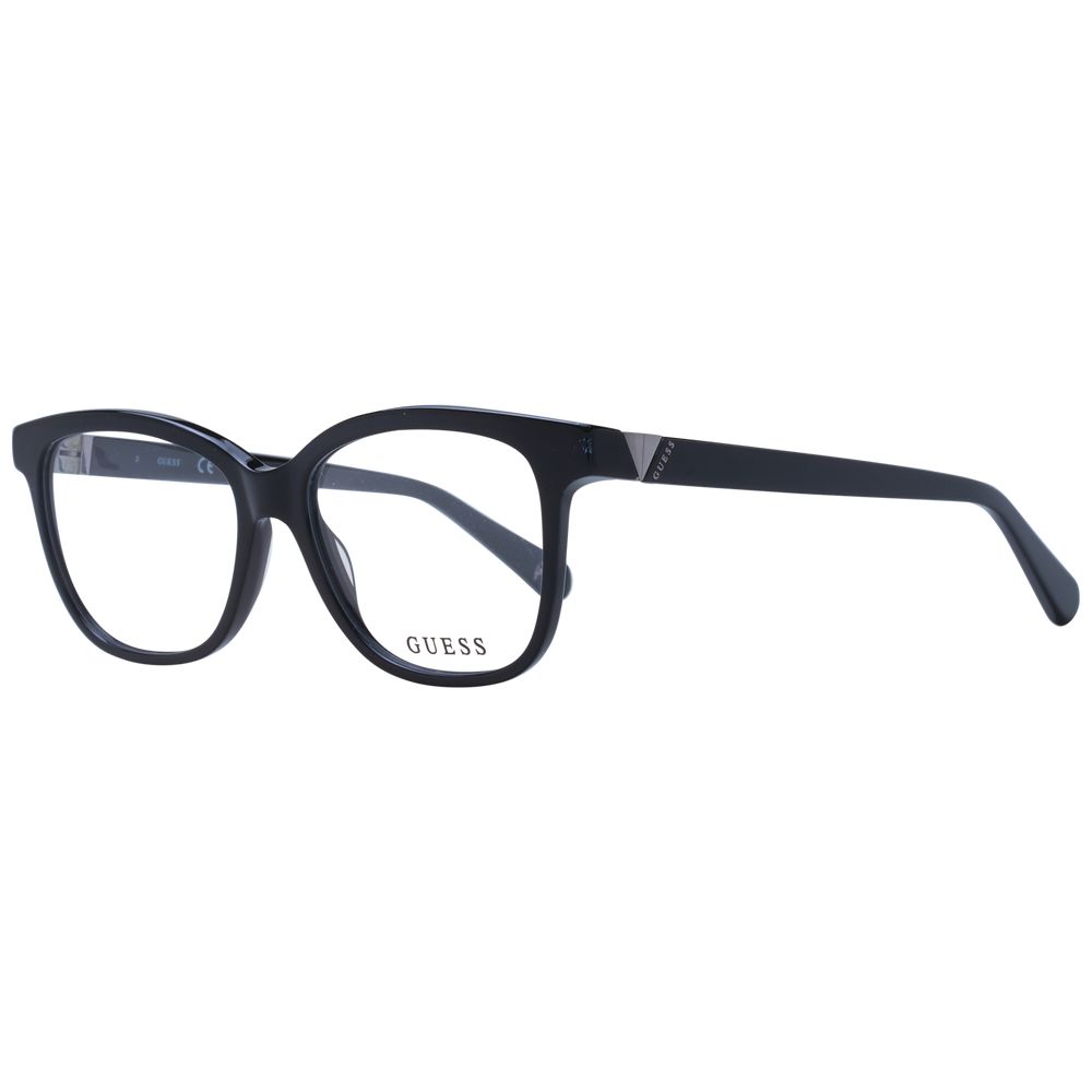 Guess Black Unisex Glasses Frame with full-rim acetate design and demo lenses, styled in black with a butterfly shape.