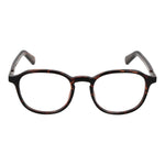 Guess Brown Women Glasses Frame, full-rim round design with plastic material, demo lenses, suitable for women, comes with branded case.
