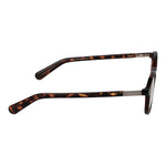 Side view of Guess Brown Women Glasses Frame with full-rim round style, brown plastic frame, and spring hinges for women.