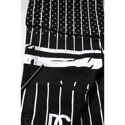 Dolce & Gabbana Black Polka Dot Stripes Cargo Jogger Sweatpants Pants