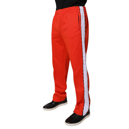 MSGM Red White Mid Waist Men Jogger Sweatpants Pants