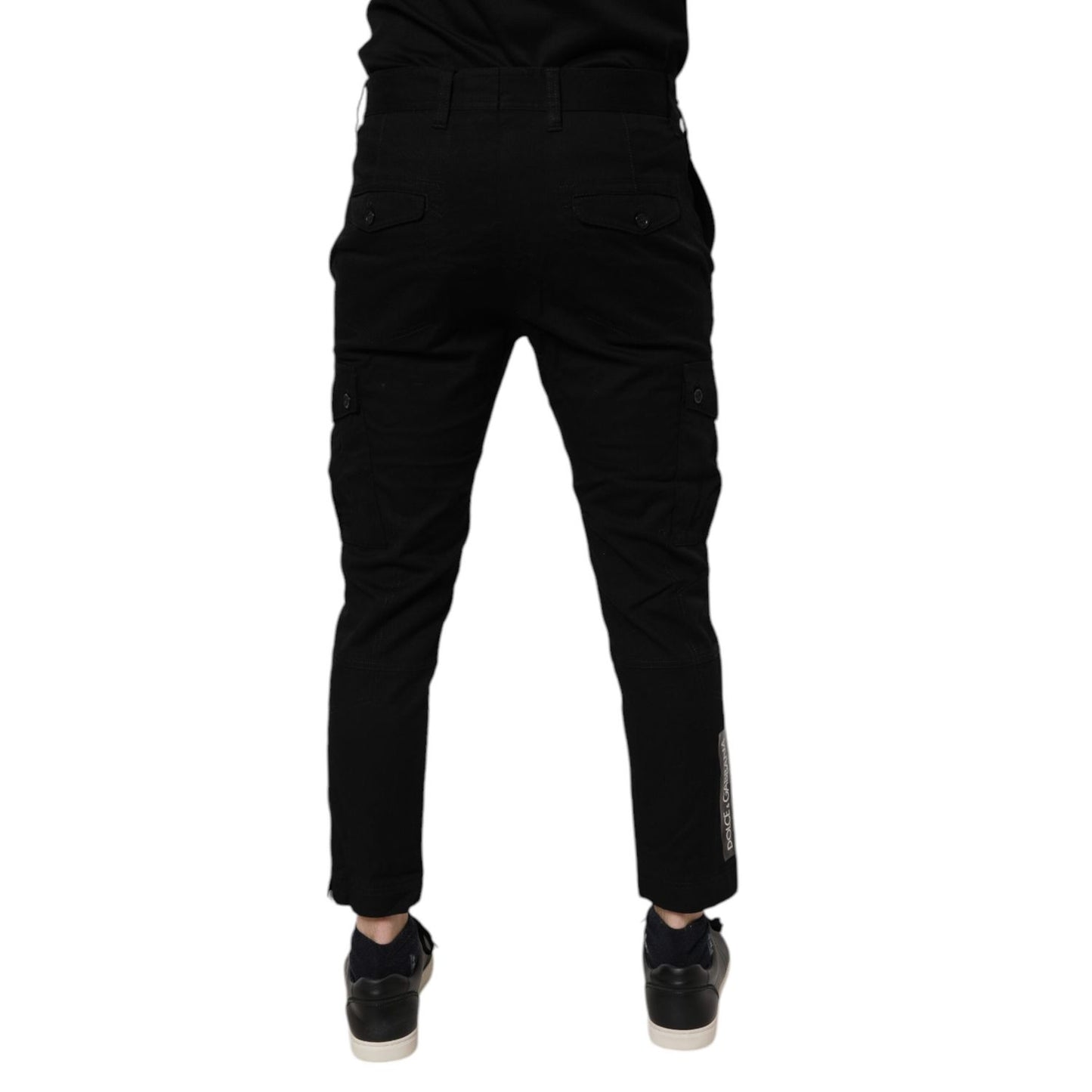 Dolce & Gabbana Black Cotton Stretch Skinny Cargo Denim Jeans