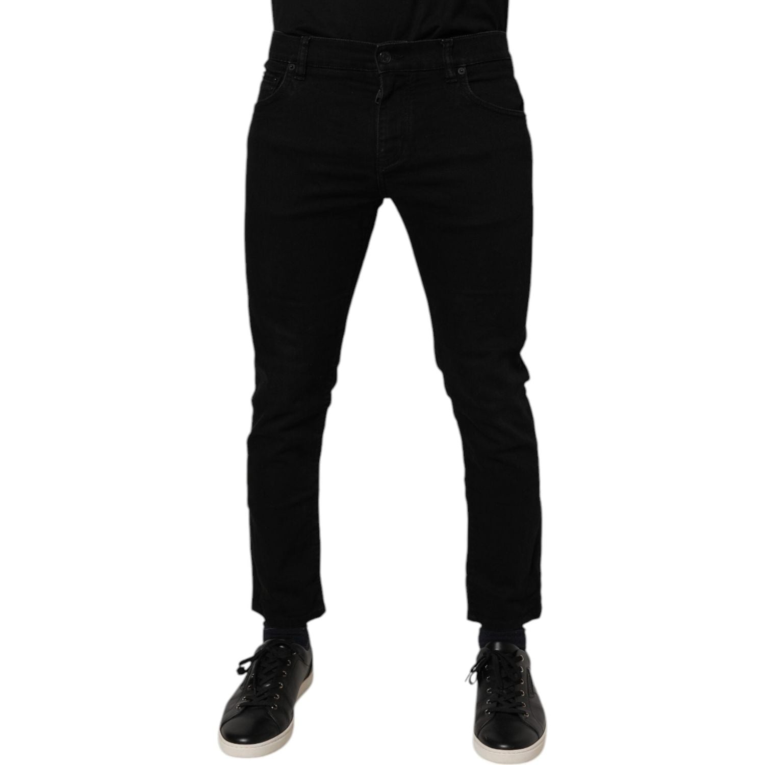Dolce & Gabbana Black Cotton Stretch Skinny Men Denim Jeans