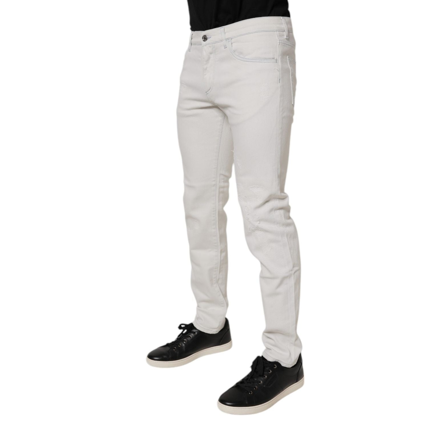 Dolce & Gabbana White Cotton Stretch Skinny Slim Denim Jeans