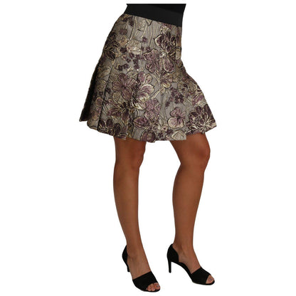Dolce & Gabbana A-Line Mini Floral Print Jaquard Skirt Skirt