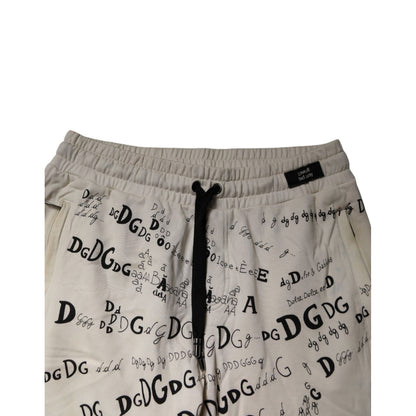Dolce & Gabbana White Logo Print Men Skinny Sweatpants Pants