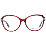 Guess Brown Women Glasses Frame in acetate with full-rim style, round lenses 55mm wide, spring hinge, and branded case included.
