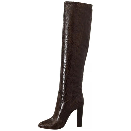 Dolce & Gabbana Brown Exotic Leather Heels High Boots Shoes