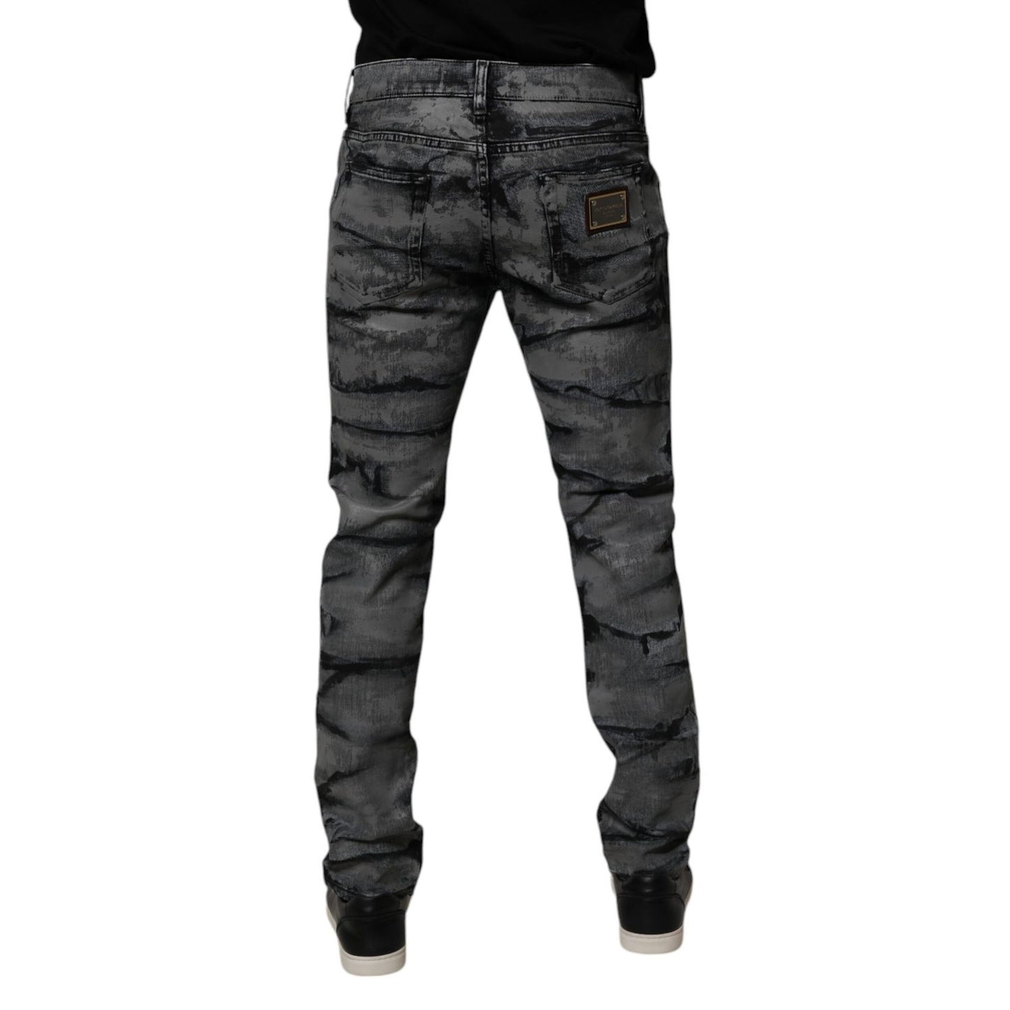Dolce & Gabbana Gray Tie Dye Cotton Skinny Men Denim Jeans
