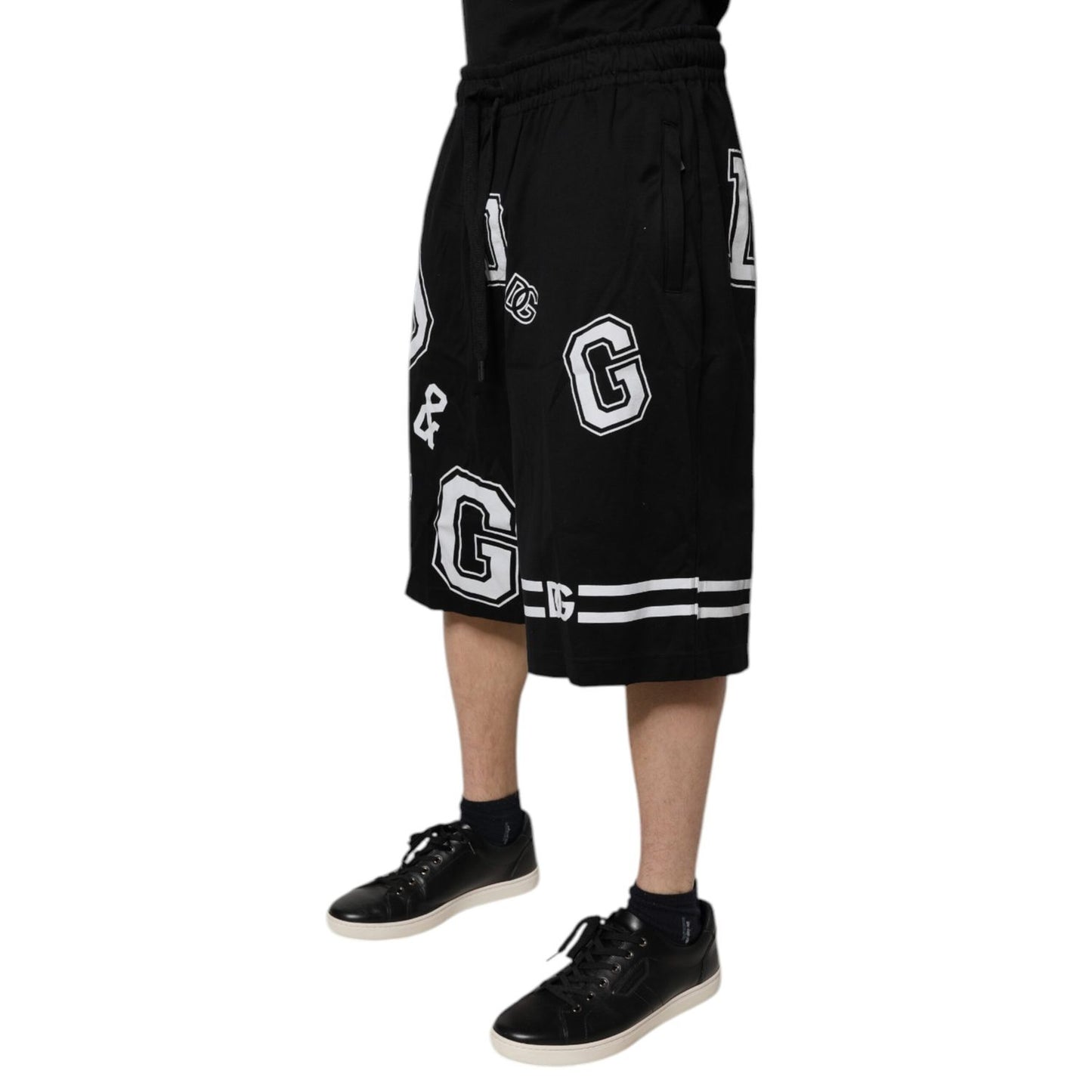 Dolce & Gabbana Black Logo Cotton Bermuda Sweatshorts Shorts
