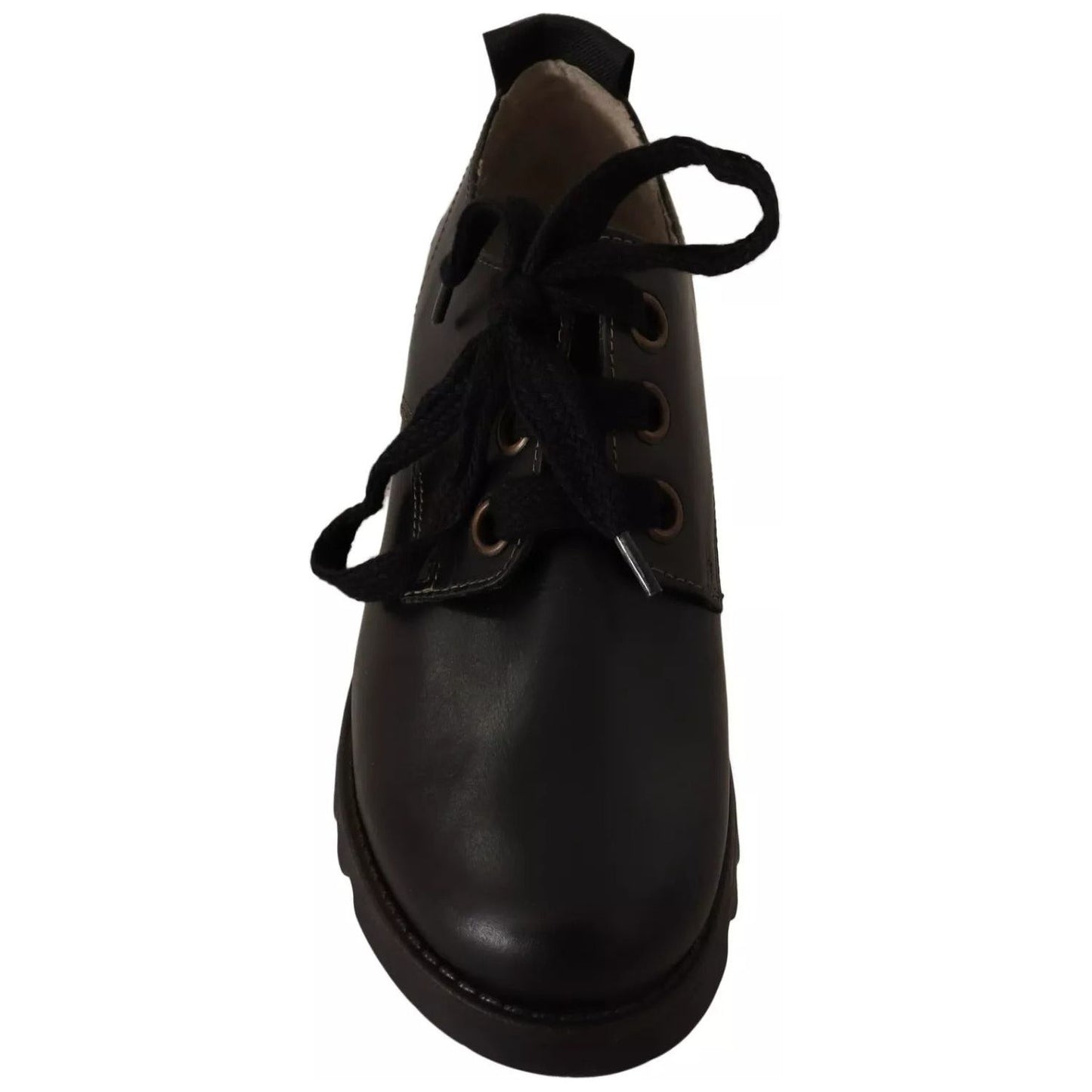 FLY LONDON Black Leather Low Top Lace Up Women Oxford Shoes LA9539-36