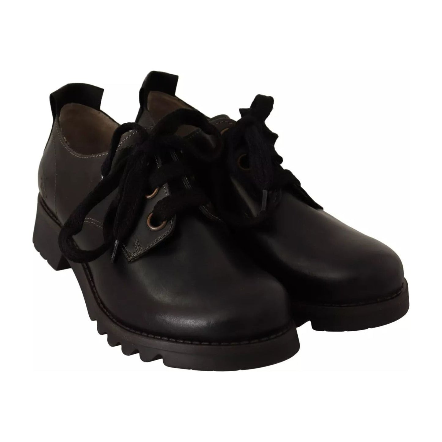 FLY LONDON Black Leather Low Top Lace Up Women Oxford Shoes LA9539-36