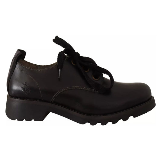 FLY LONDON Black Leather Low Top Lace Up Women Oxford Shoes LA9539-36