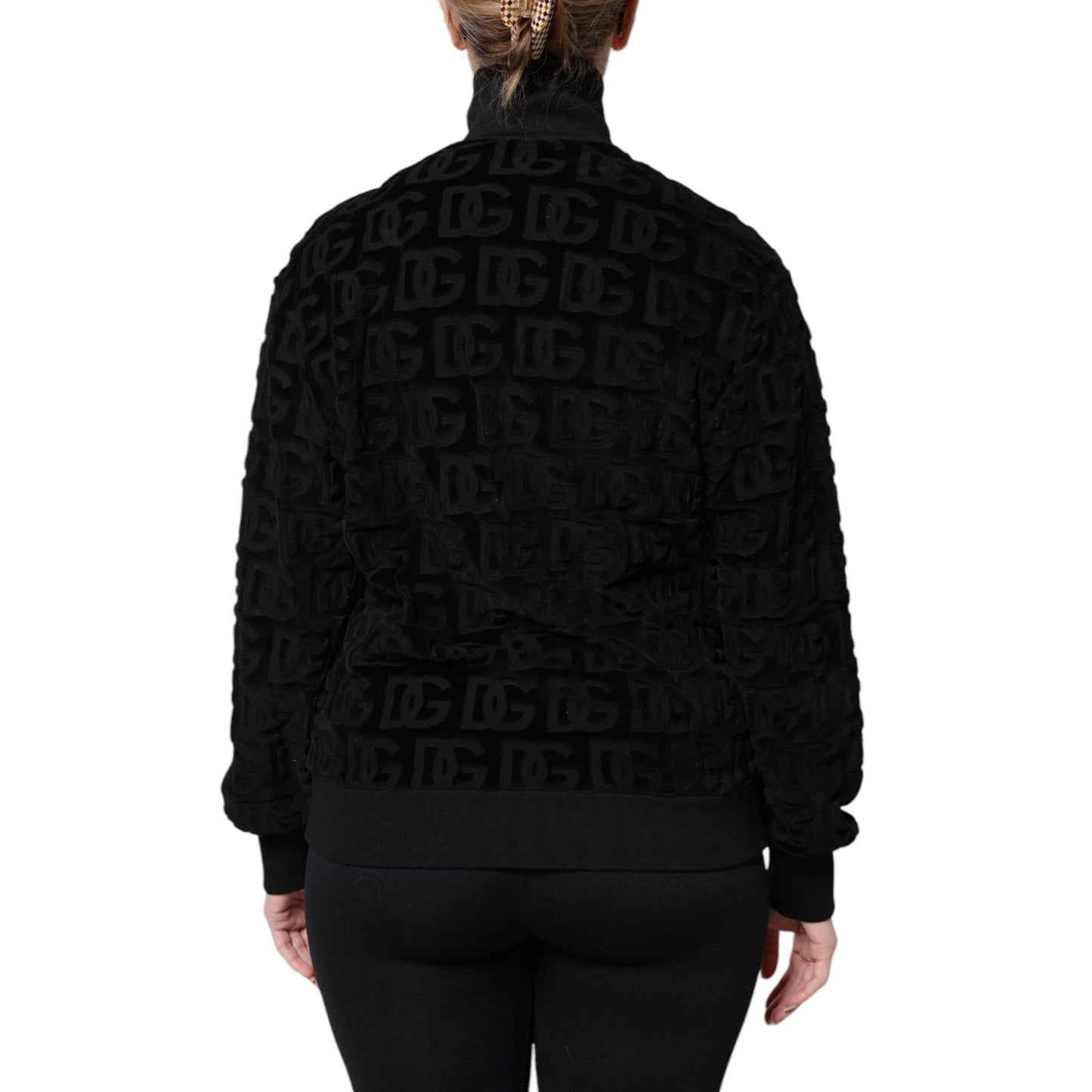 Dolce & Gabbana Black Logo Monogram Full Zip Bomber Jacket