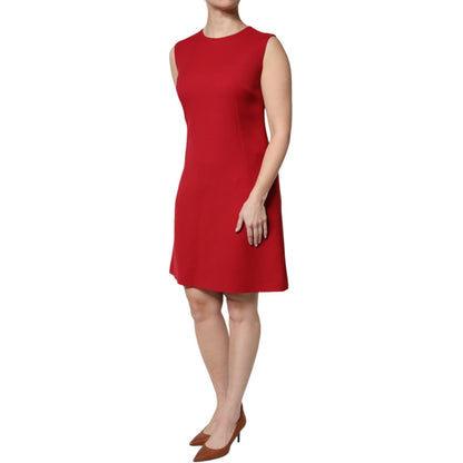 Dolce & Gabbana Red Wool Sleeveless Knee Length A-line Dress