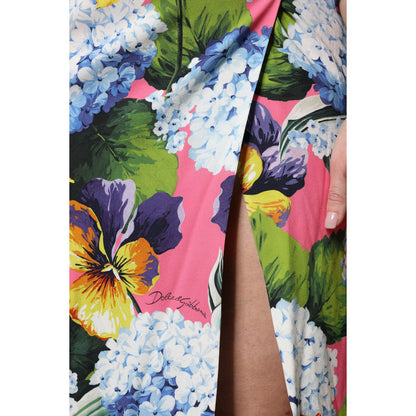 Dolce & Gabbana Multicolor Floral Side Slit Midi Dress